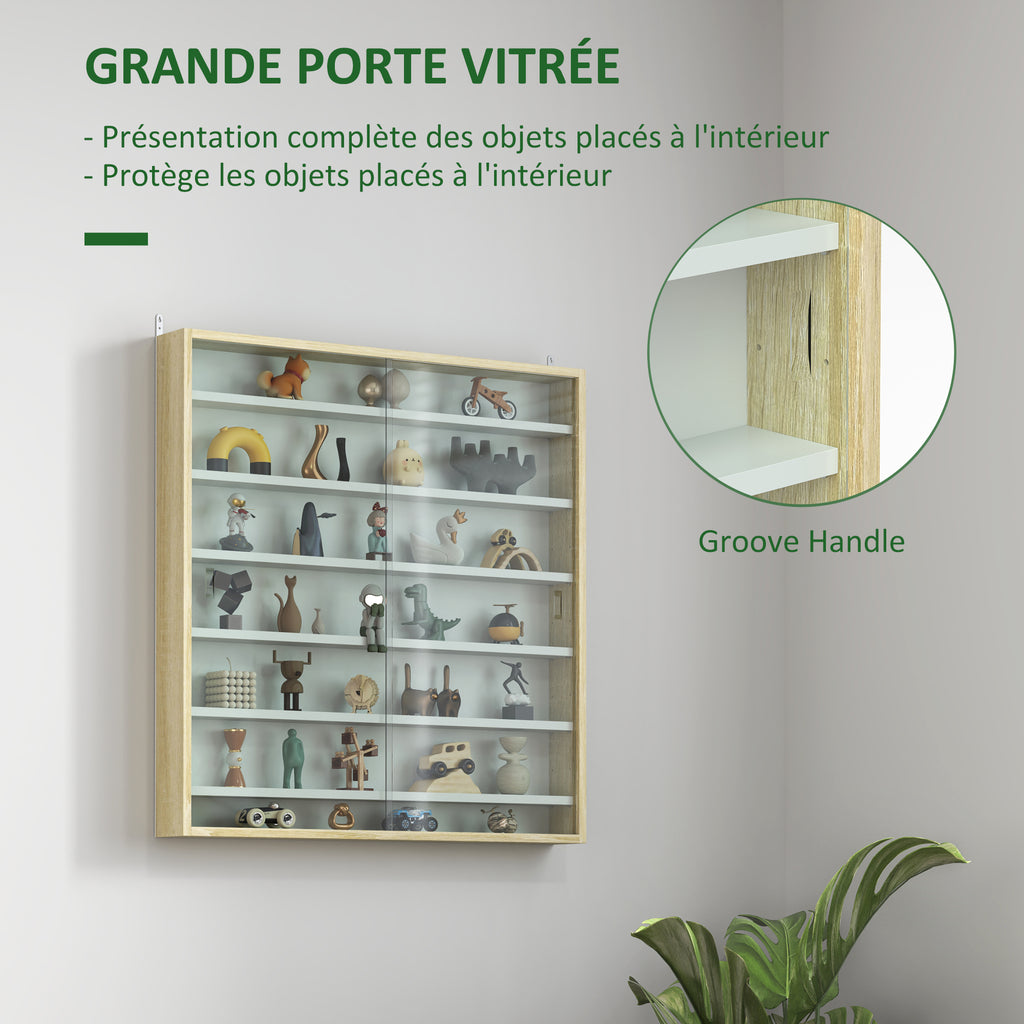 Vitrine pour collection vitrine murale 80 x 9,5 x 83 cm 6 étagères réglables en hauteur 2 portes coulissantes en verre-4