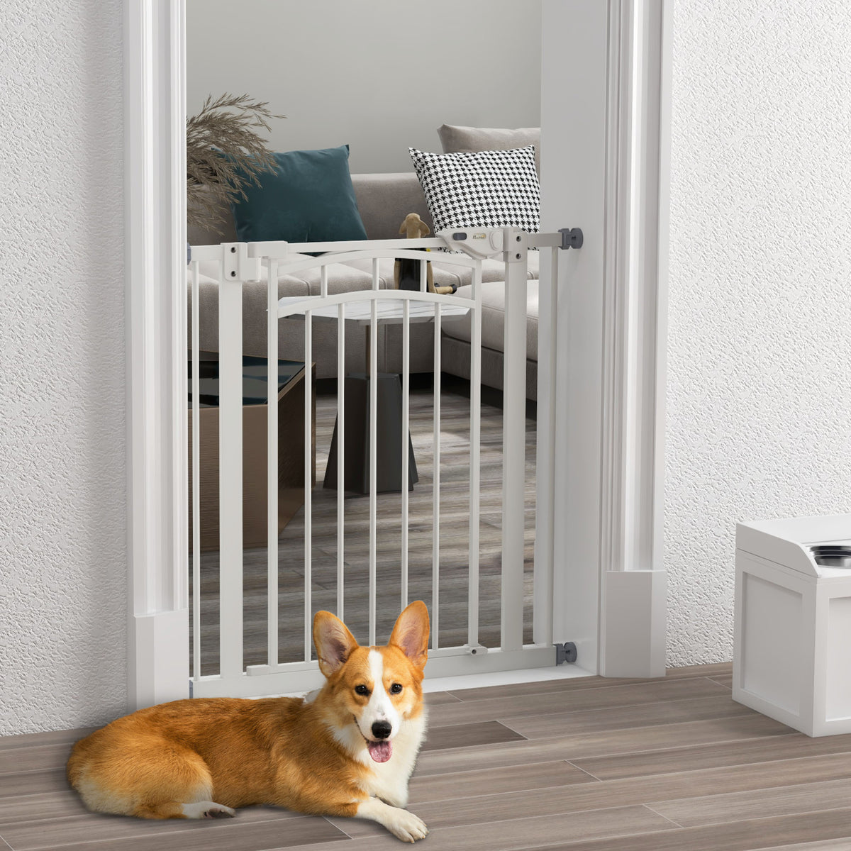Barrière de sécurité pour chien barrière d'escalier extensible double verrouillage 74-80 x 76 cm blanc-1