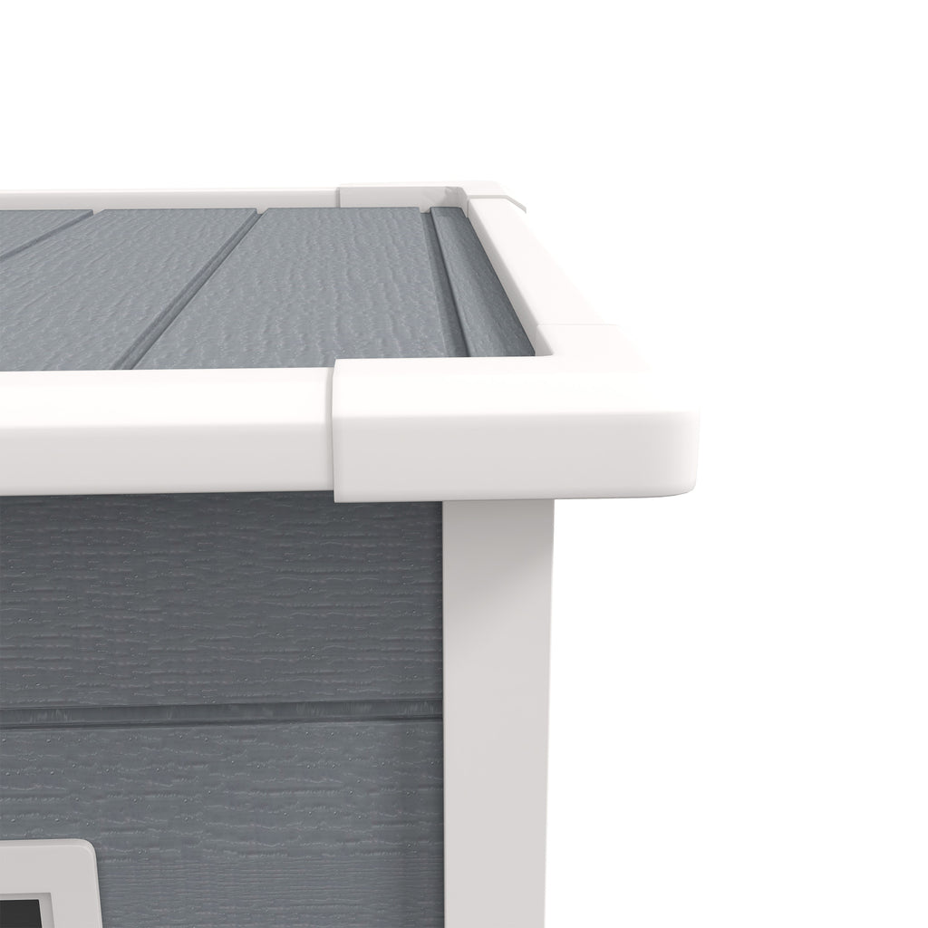 Abri de jardin 1,14 m² pour outils - porte verrouillable, aération et fenêtre - dim. 151L x 92l x 193H cm  - plastique, gris-9