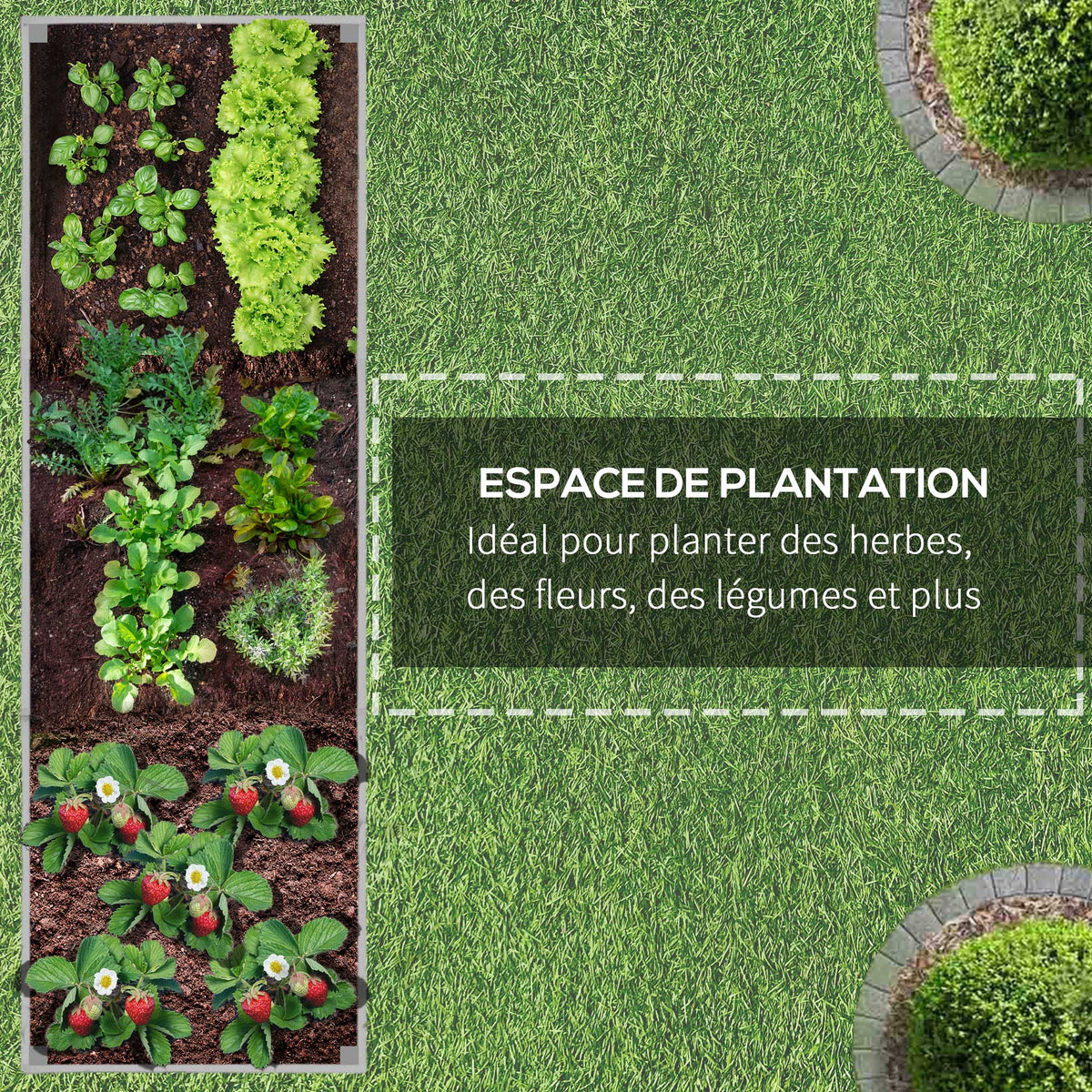 Jardinière sur roulettes - jardinière rectangulaire - Inserts d'irrigation, Feutre de Drainage gris-5