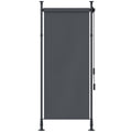 Store manuel rétractable sur pied longueur réglable manivelle installation sans perçage métal alu. polyester gris foncé-0