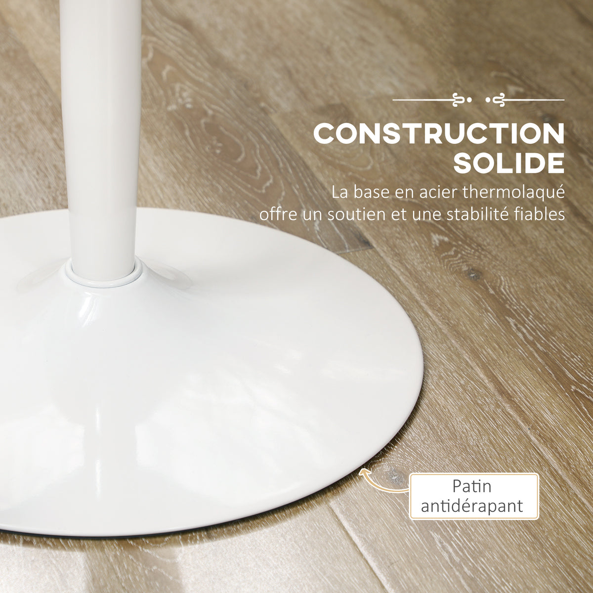 Table à manger ronde pour 2 personnes, table de cuisine style moderne avec piétement en acier, Ø 80 x 75 cm, blanc-4