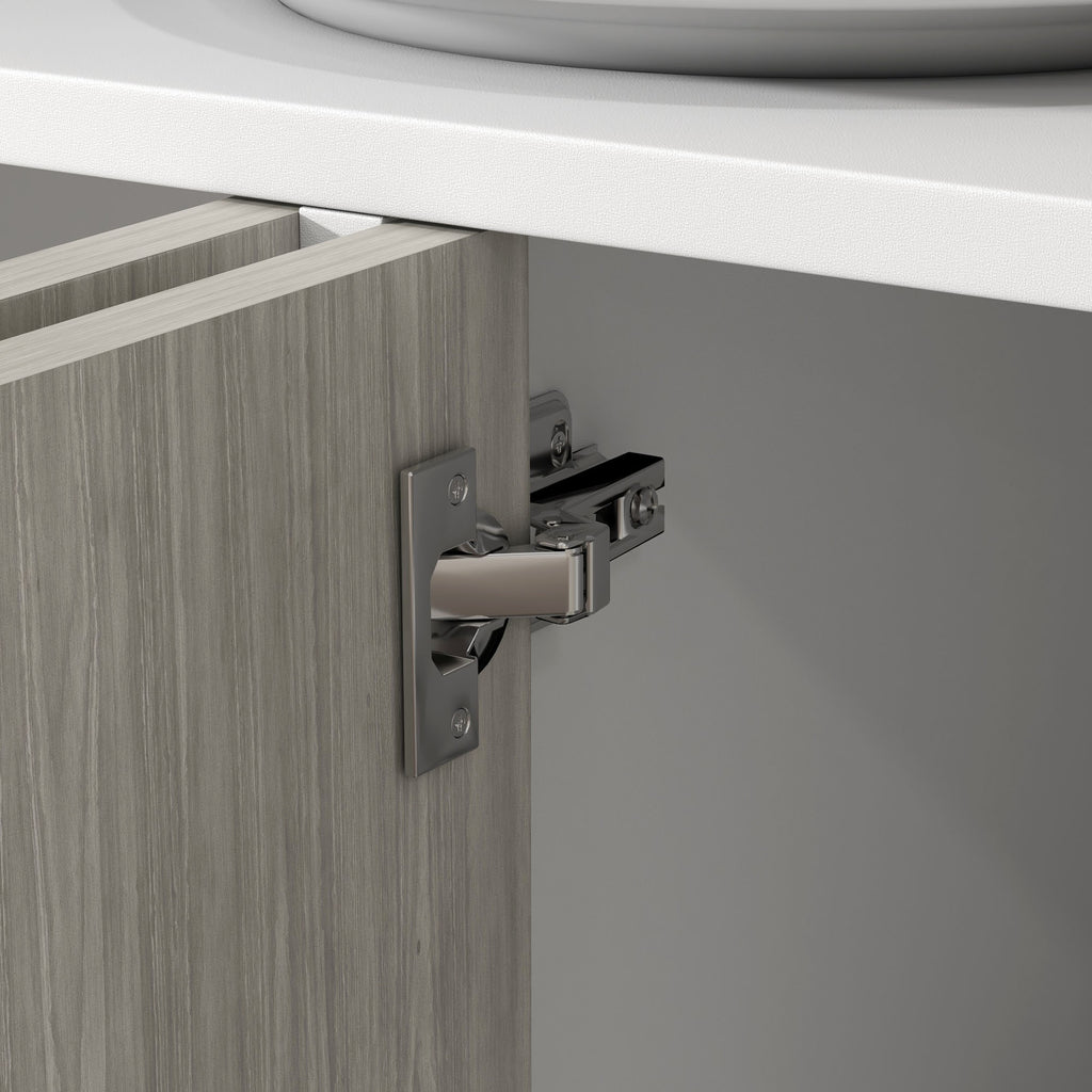 Buffet de cuisine meuble de rangement 2 placards avec étagères réglables, 121 x 37 x 75 cm, blanc et aspect bois gris-8