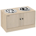Gamelles pour chiens surélevées porte-gamelles avec rangement de 40L, 2 bols en acier inoxydable 60 x 30 x 35,5 cm chêne-0