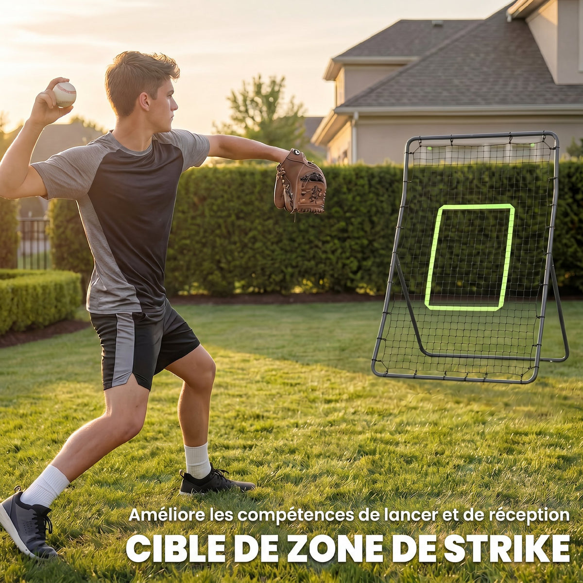 Filet de rebond de football 90L x 80l x 140H cm cible et sardines de fixation fournies noir vert-4