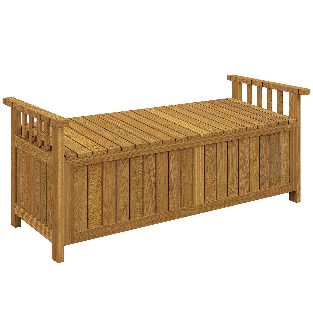 Banc de jardin 2 places en bois avec rangement de 151L banc d'extérieur avec accoudoirs 128,5 x 56 x 53,5 cm marron-0