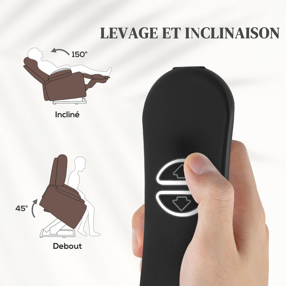 Fauteuil releveur électrique, fauteuil relax électrique avec fonction massage et chauffage, 93 x 104 x 100 cm, marron-3