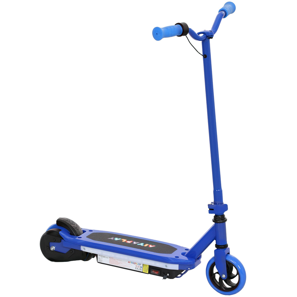 Trottinette électrique pour enfants 6-14 ans, vitesse maximale 10 km/h, lumières LED colorées, frein électrique, bleu-0