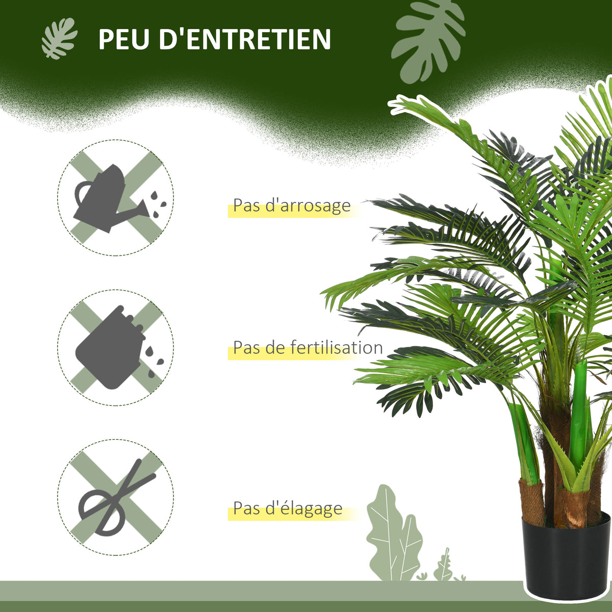 Palmier Artificiel H.1 m Arbre Artificiel Tronc Branches Lichen Feuilles Grand réalisme Pot Inclus-4