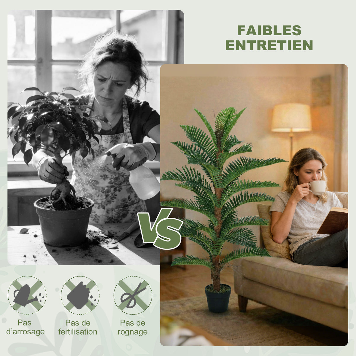 Palmier Artificiel palmier 120 cm avec 24 Feuilles en PEVA, Plante Décorative avec Pot en Plastique, Vert-4