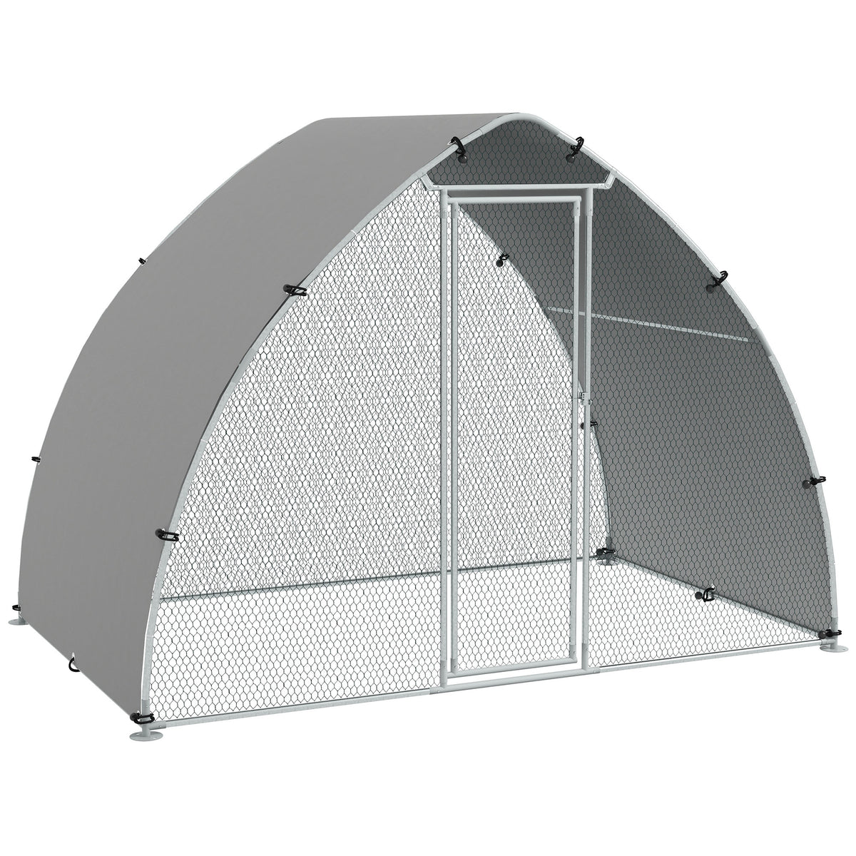 Grand enclos poulailler chenil volière extérieure 5,75m² toit anti-UV toit anti-UV, acier galvanisé, porte verouillable-0
