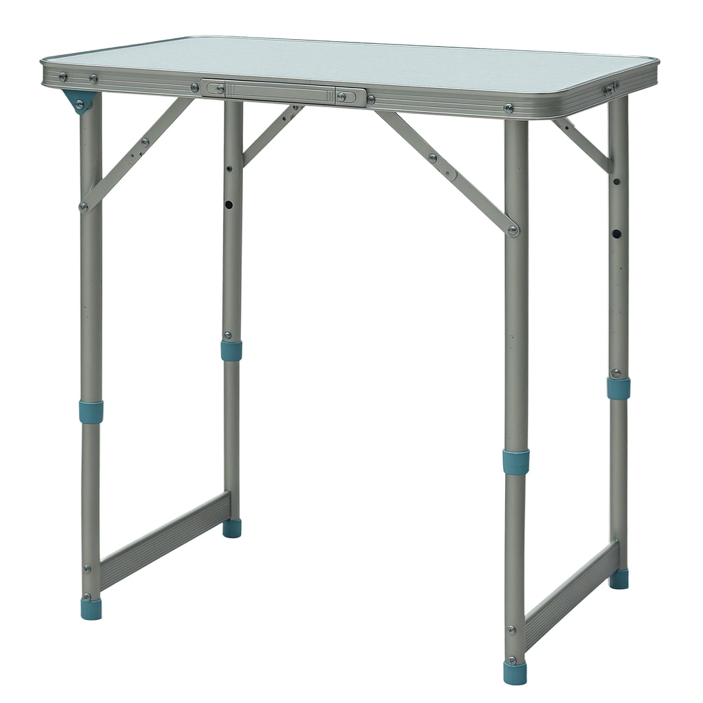 Table Pliante Table de Camping Table de Jardin Hauteur réglable Aluminium MDF Blanc-0