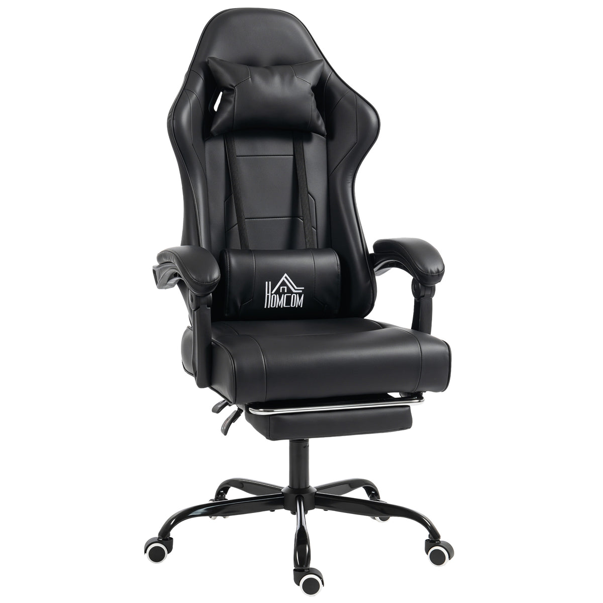 Chaise gaming ergonomique, fauteuil gamer avec support lombaire massant, dossier inclinable, hauteur réglable, noir-0