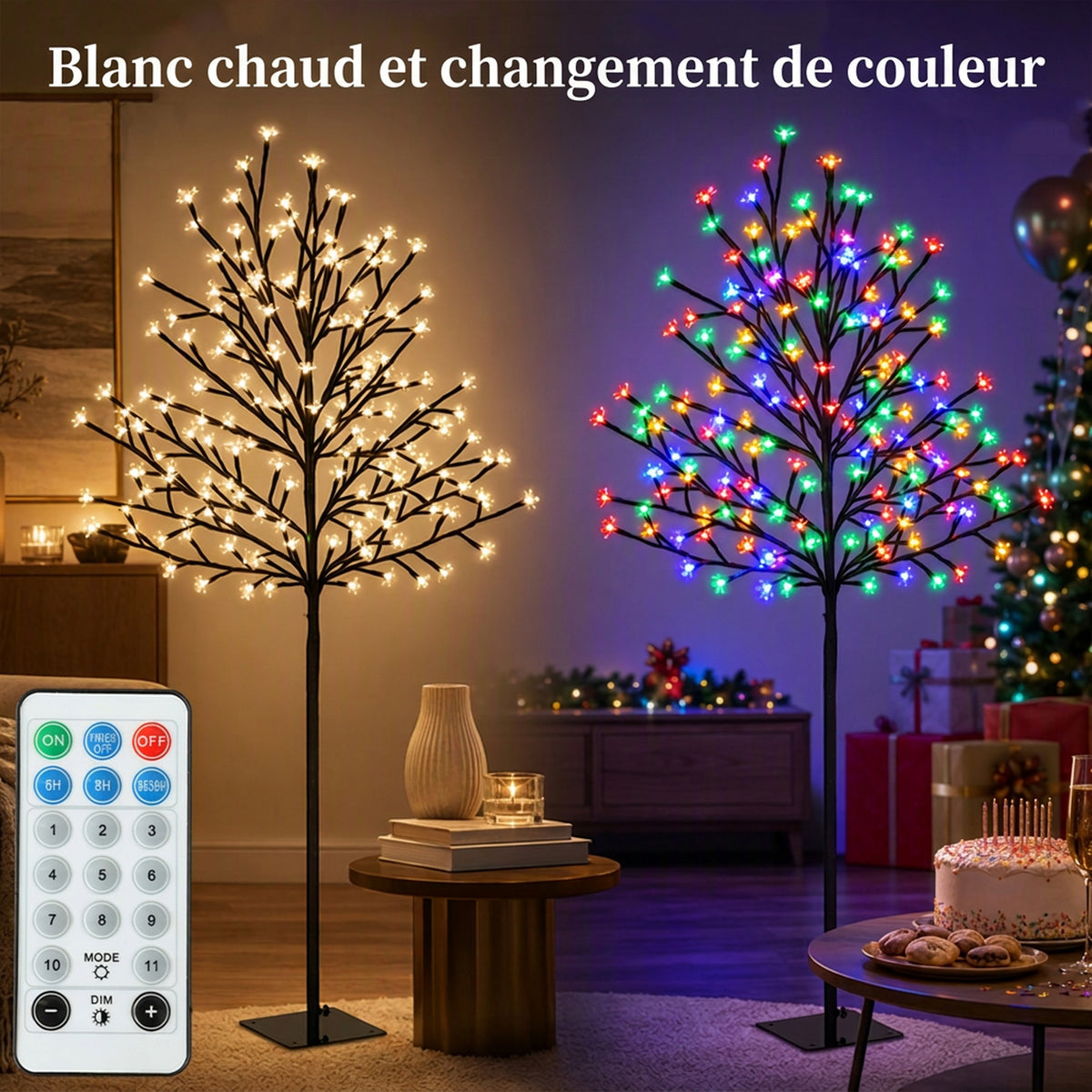 Arbre lumineux 150cm Cerisier Artificiel Lumineux  160 LED et 16 Branches Flexibles, Décoration Intérieure et Extérieure-3