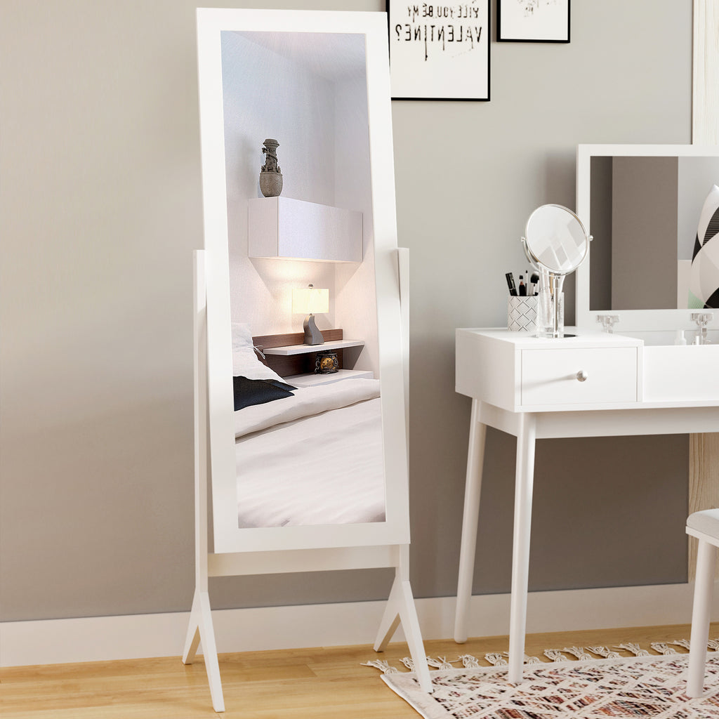 Miroir en Pied Grand Miroir de Sol Inclinaison réglable pour Dressing Chambre dim. 47L x 46l x 148H cm en blanc-6