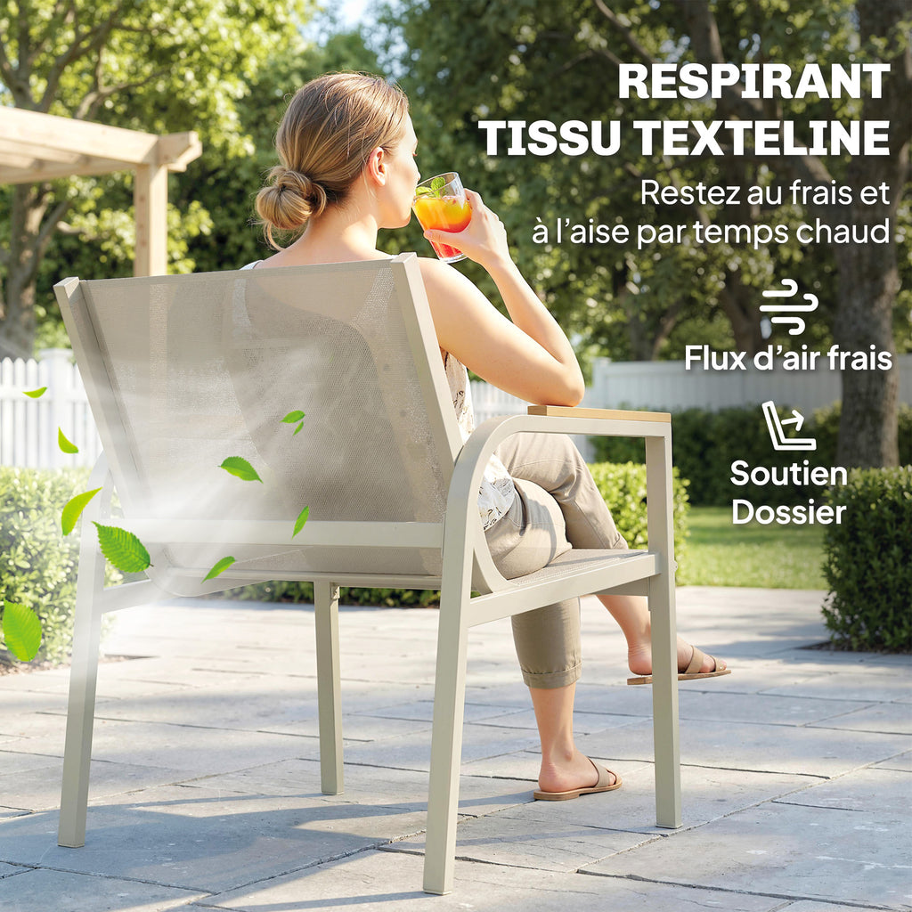 Salon de Jardin Ensemble de Terrasse avec Canapé 2 Places, 2 Fauteuils et Table Basse en Verre Trempé 4 Pièces Vert-4