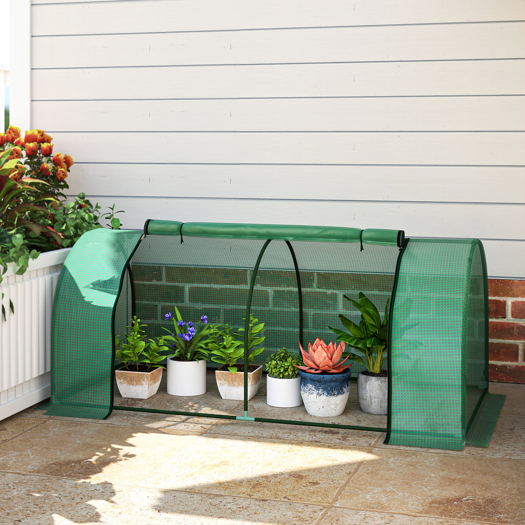 Serre de jardin mini serre serre à tomates 2 x 1 x 0,8 m porte zippée bâche PE acier vert-1
