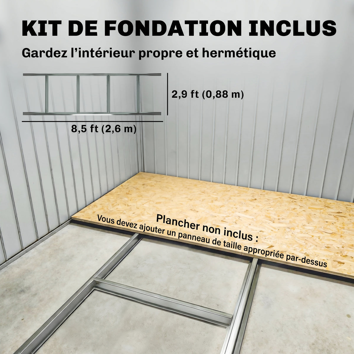 Abri de jardin 5,4 m² 2,77 x 1,95 x 1,92 m kit de fondation porte coulissante ventilations acier galvanisé, marron-5