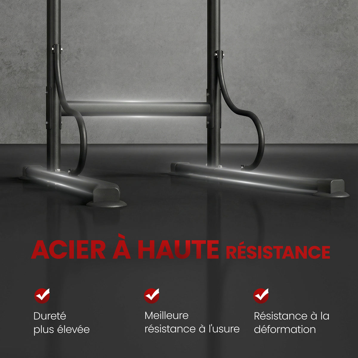 Station de musculation multifonctions barre de traction chaise romaine hauteur réglable acier noir rouge-5