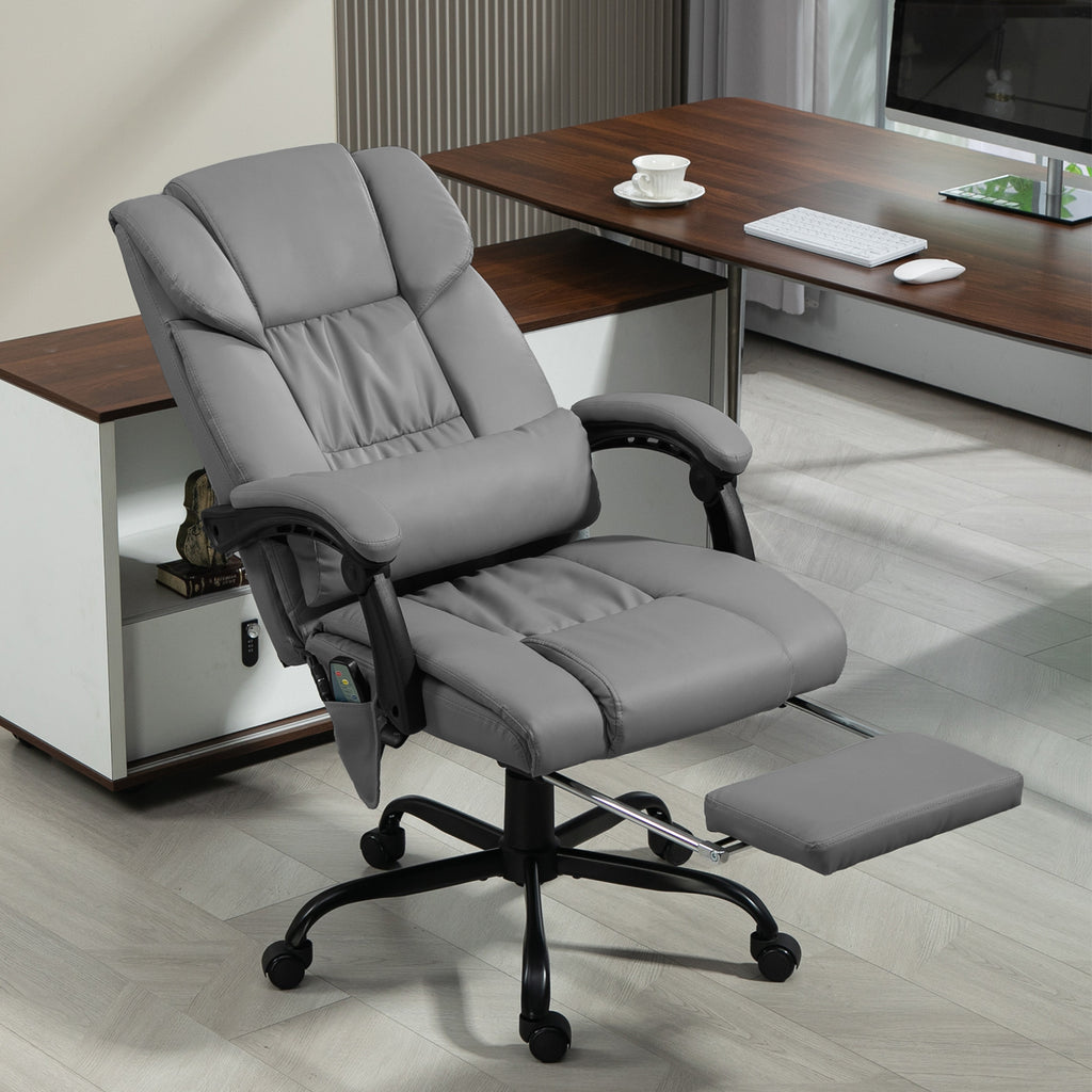 Fauteuil de bureau massant avec repose-pied, hauteur réglable, dossier inclinable, télécommande filaire, pivotant à 360°-1
