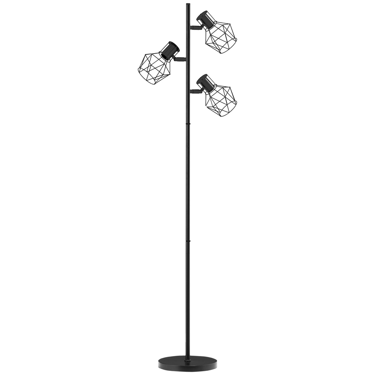 Lampadaire sur pied salon lampe sur pied 3 lumières adaptée aux ampoules E27 (non incluses) 41 x 28 x 169 cm noir-0