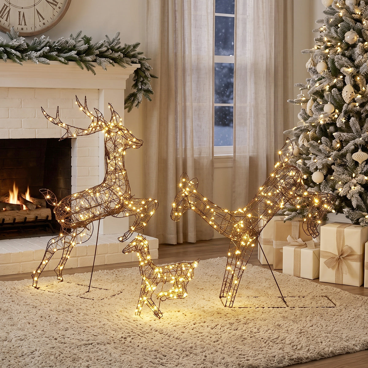 Lot de 3 Rennes Lumineux Noël Extérieur 120 cm, Cerf Lumineux Noël avec 200 LED Blanc Chaud, 8 Modes et Minuterie-8