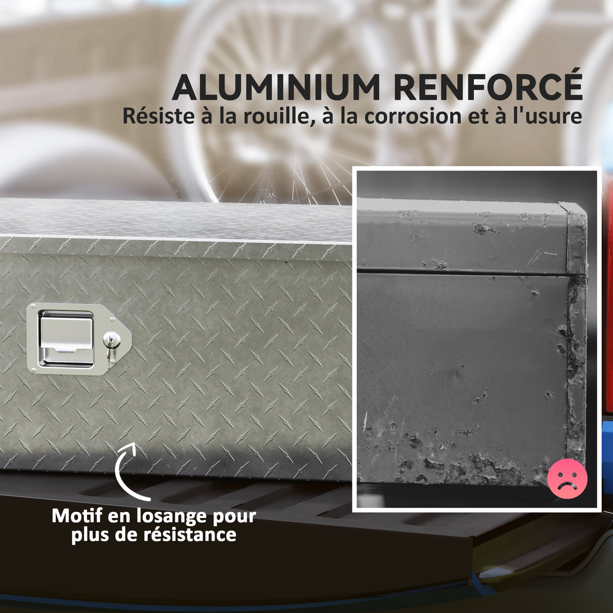Boîte à outils pour remorque boîte de rangement en aluminium poignées larges et antidérapantes 99 x 33 x 25,5 cm argent-3