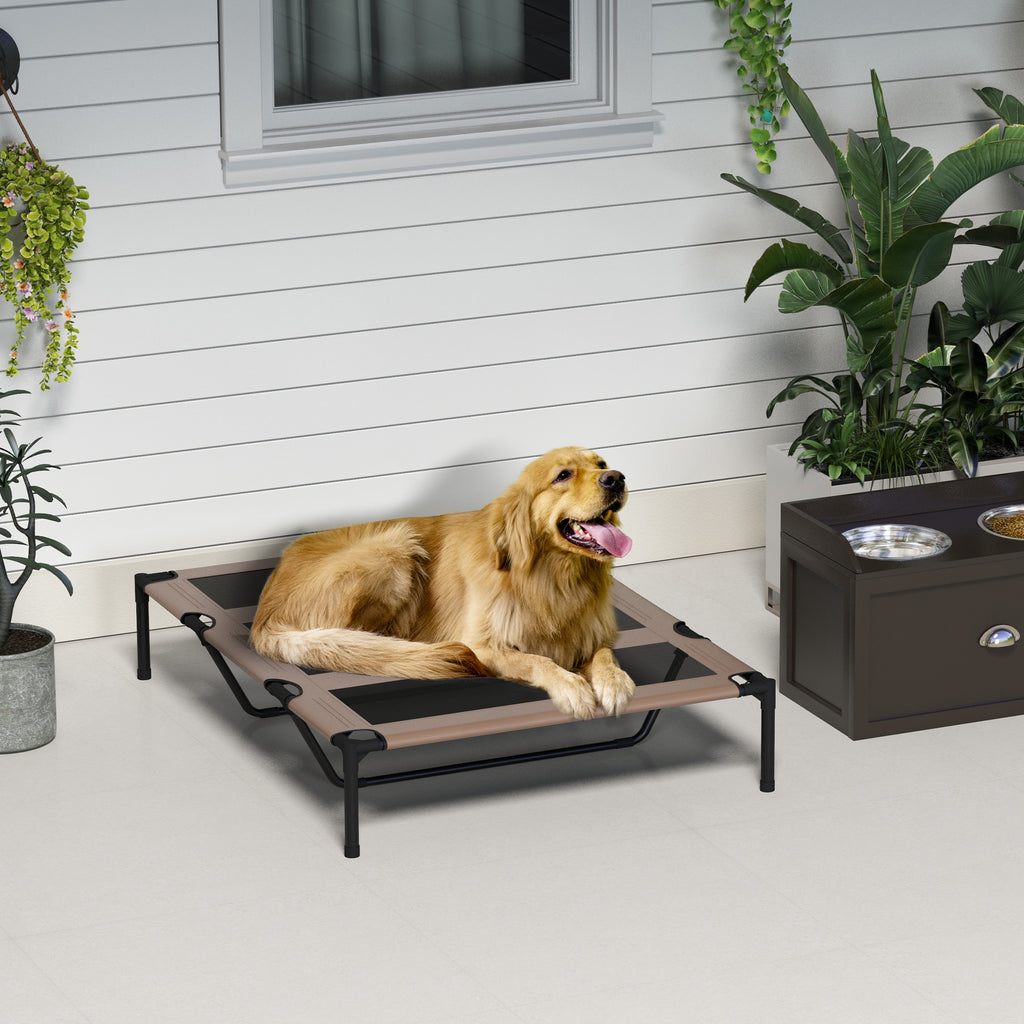 Lit sur pieds XXL pour chien chat lit de camp animal 122L x 92l x 23H cm marron clair-8