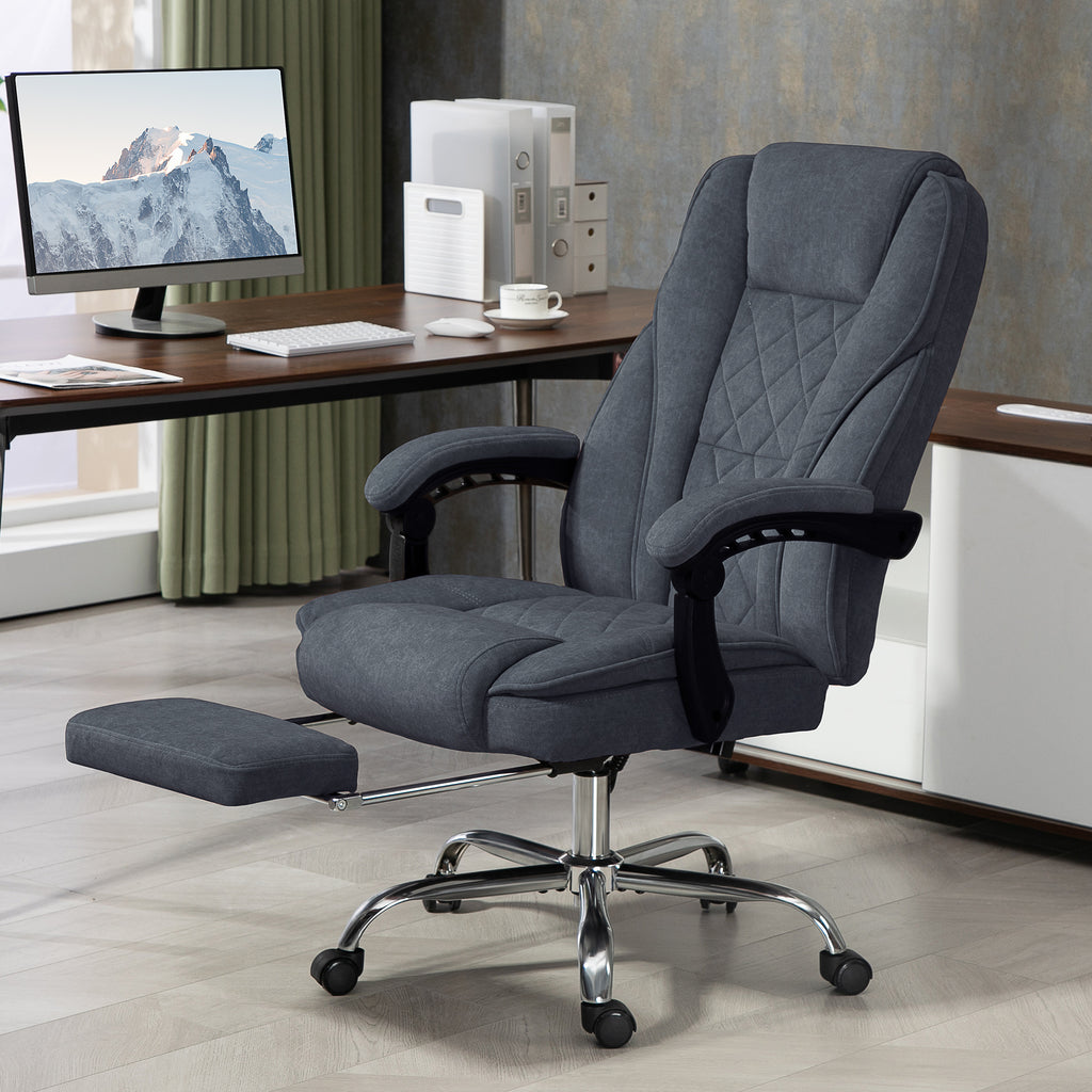 Fauteuil de bureau massant et chauffant hauteur réglable dossier inclinable télécommande repose-pieds rétractable gris-1