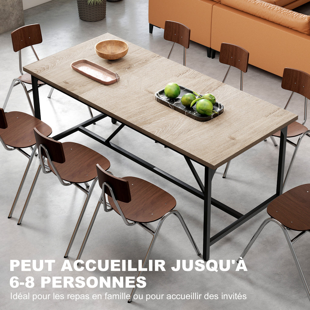 Table à manger rectangulaire pour 6-8 personnes table de cuisine style industriel 180 x 80 x 75,5 cm effet bois naturel-3