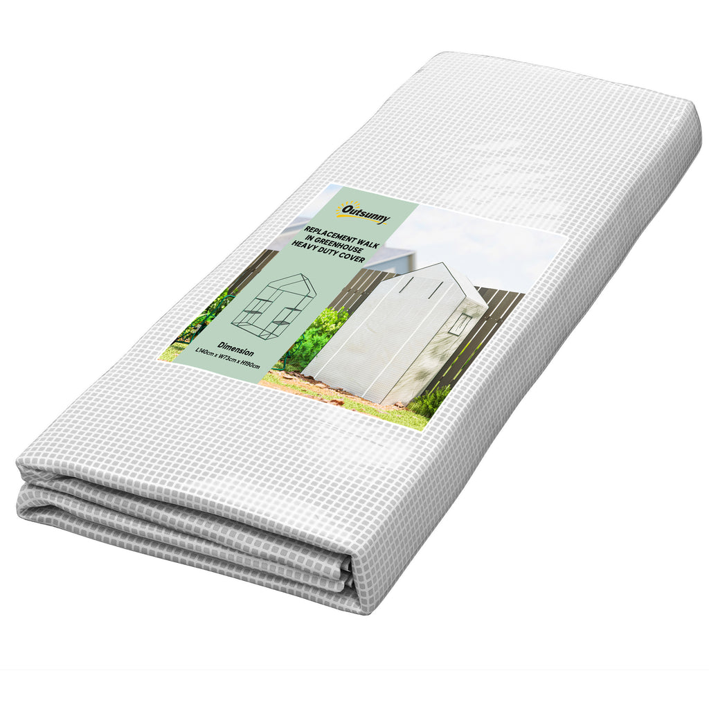 Bâche de remplacement pour serre de jardin 140 x 73 x 190 cm avec fenêtre, porte anti-UV pour le jardin - Blanc-0