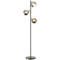 Lampadaire sur pied salon en métal avec 3 abat-jours globe métal chromé 40W Ø 36 x 162H cm noir et gris-0