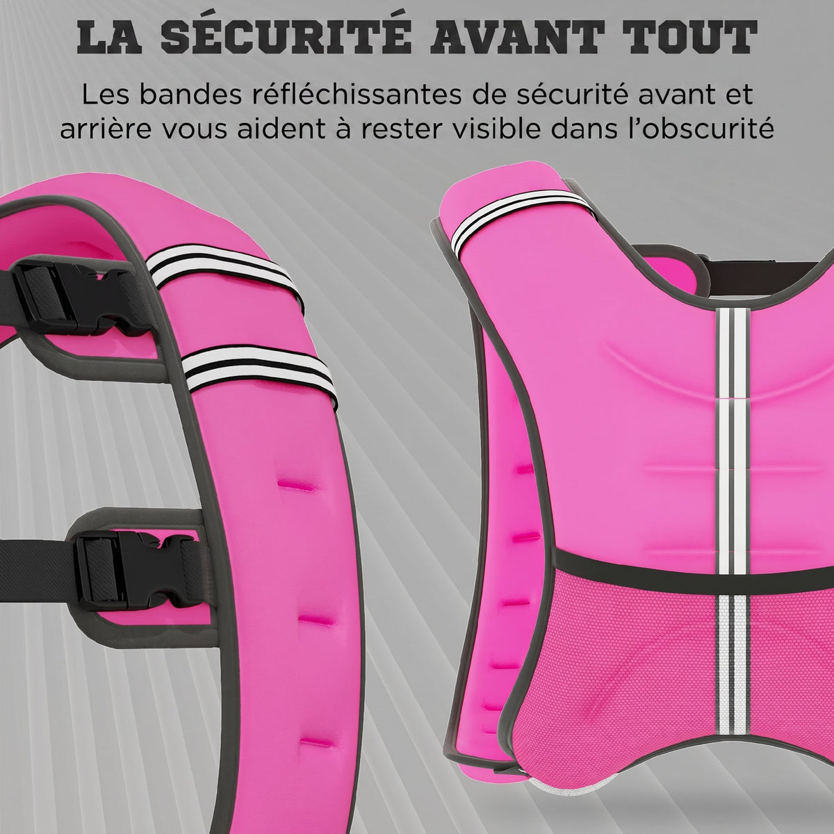 Gilet Lesté de 8 kg, Veste Lestée, pour Homme et Femme, avec Poche de Rangement, Tissu Oxford, Sable Métallique, Rose-6