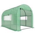 Serre de jardin serre tunnel de jardin 6m² PE Haute densité 135 g/m², avec 2 portes zippées 300 x 200 x 200 cm, vert-0