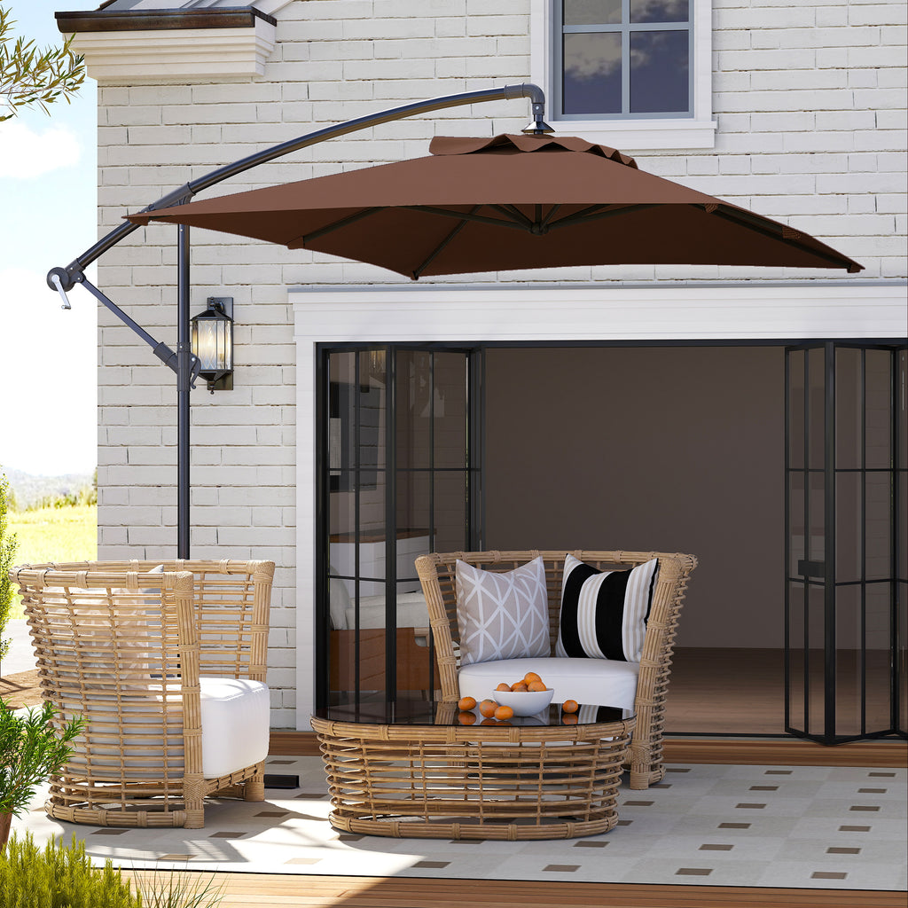 Parasol déporté parasol rectangulaire extérieur manivelle et 6 baleines acier protection UV dim. 294L x 193l x 250H cm-6