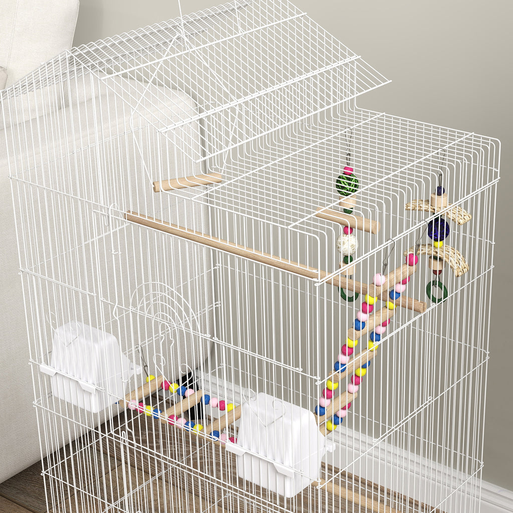 Cage à oiseaux 46 x 36 x 100 cm 4 mangeoires 3 perchoirs cage pour perruche calopsitte conure pinson canaris-7