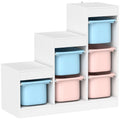 Meuble de rangement pour jouets des enfants avec 6 bacs amovibles, 3 niveaux de rangement, 96 x 38,5 x 90, multicolore-0