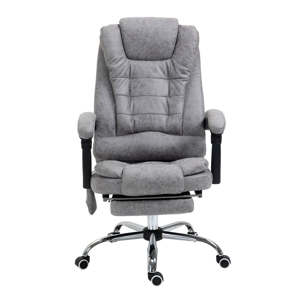 Fauteuil de bureau direction massant chauffant hauteur réglable dossier inclinable toile de microfibre gris-0