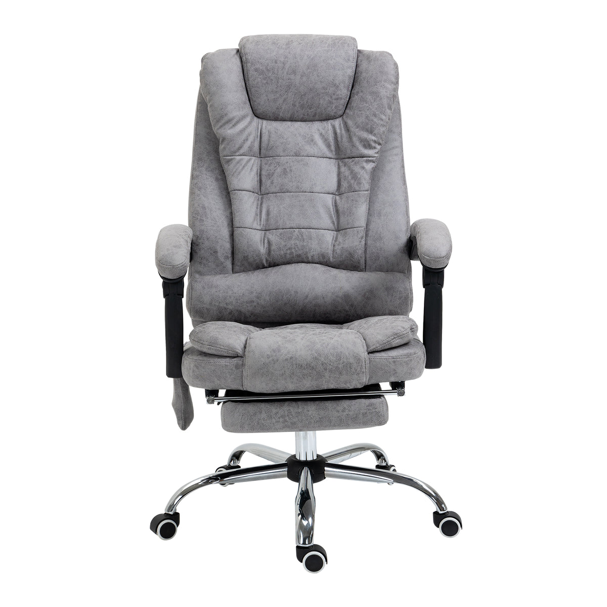 Fauteuil de bureau direction massant chauffant hauteur réglable dossier inclinable toile de microfibre gris-0