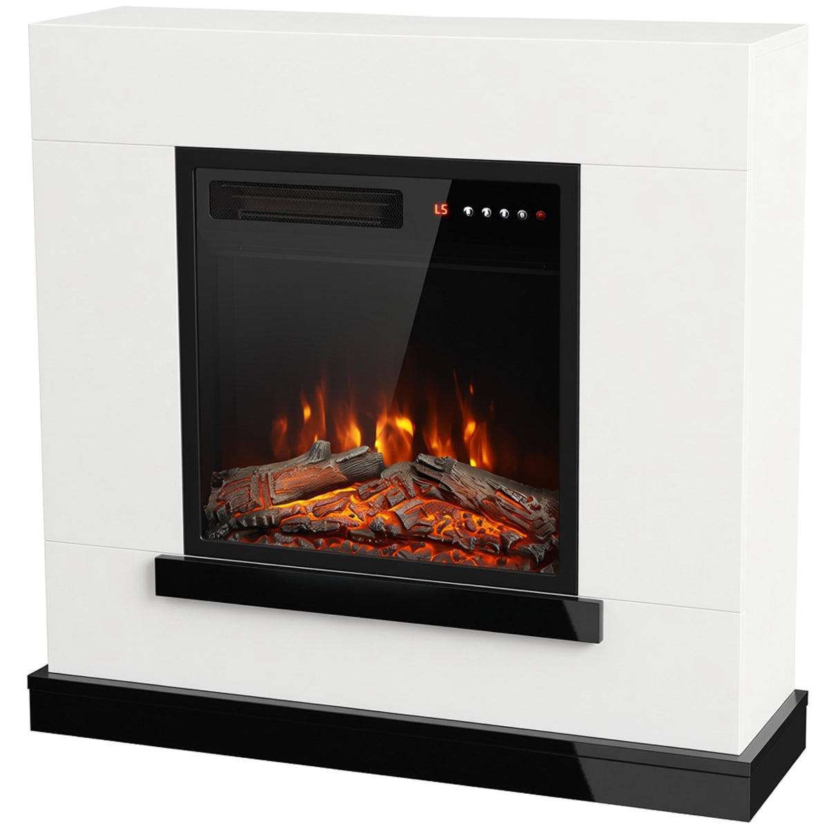 Cheminée Électrique Meuble TV Jusqu'à 50 Pouces Effet Flamme 3D, Chauffage d'Appoint 1800W 80x23x78,5cm Blanc-0