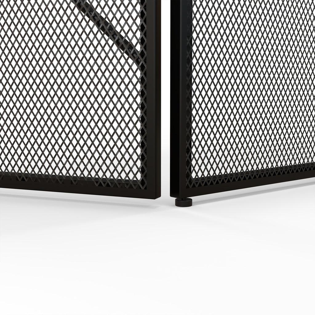 Pare feu cheminée pliable 3 panneaux en acier avec décor géométrique et pieds antidérapants, 135l x 1,2P x 85H cm, noir-7