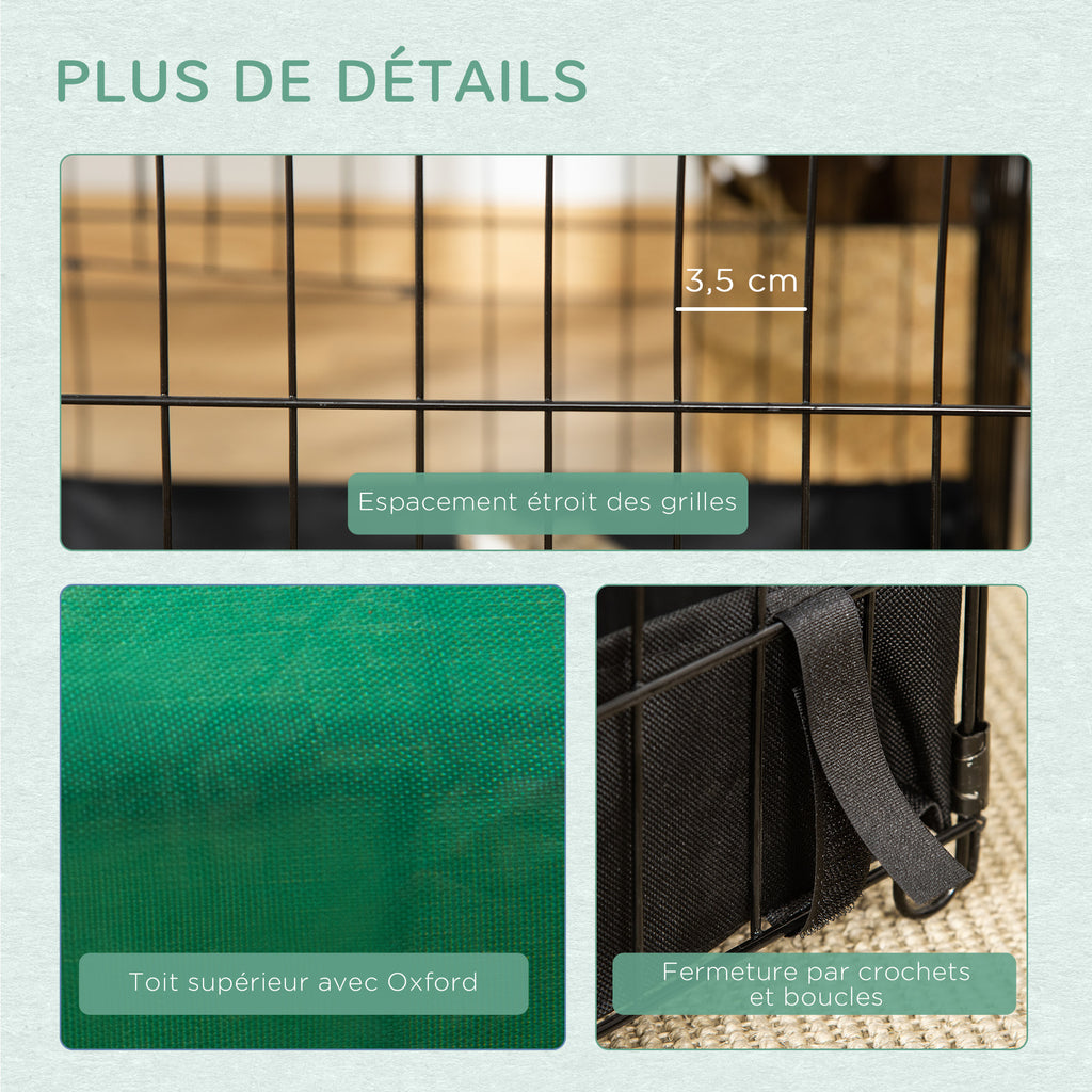 Cage enclos lapins petits animaux rongeurs Intérieur ou Extérieurs avec bache Protection Inclus - 90 x 75 x 75 cm-6