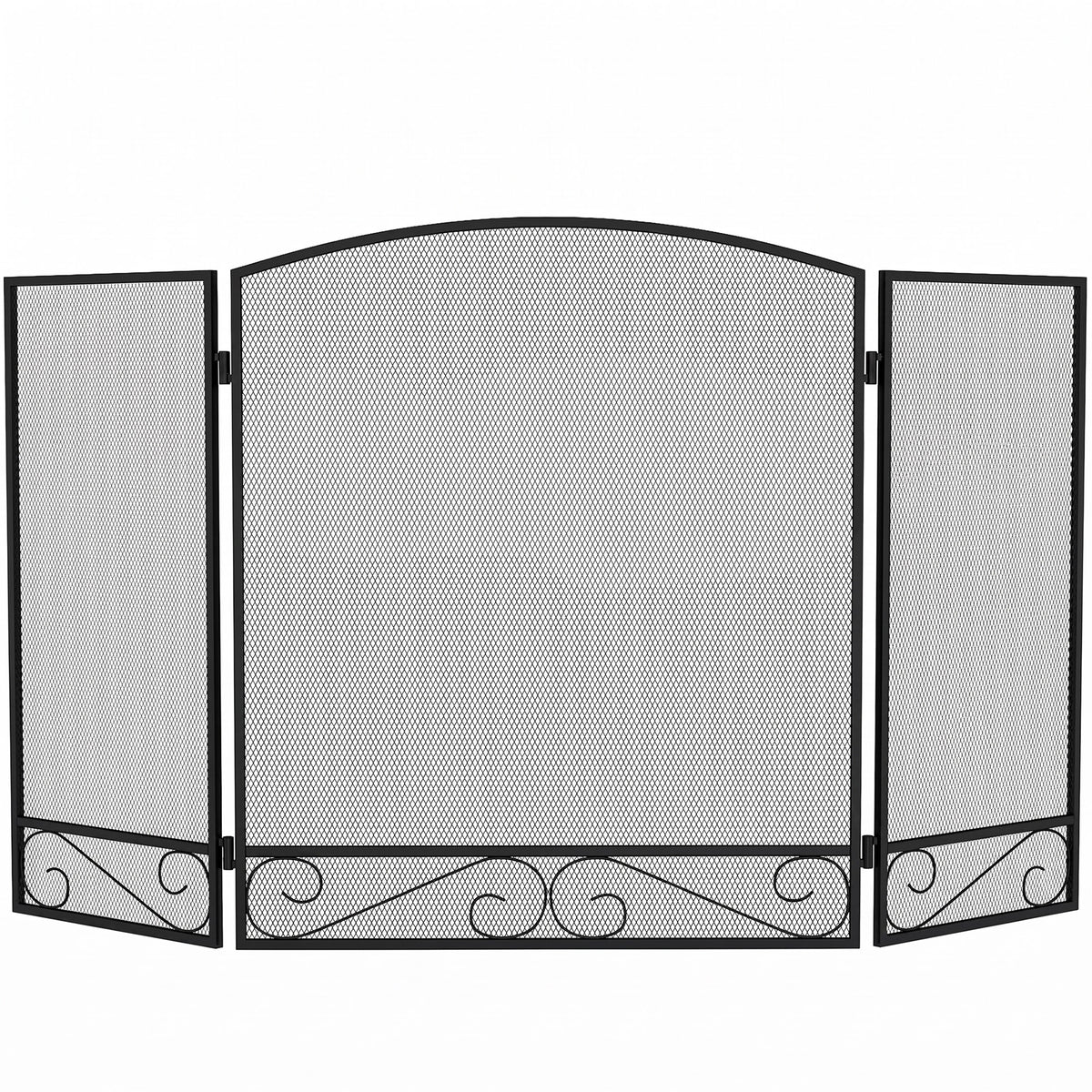 Grille de protection pour cheminée, pare-étincelles pliable 3 volets en métal pour salon et chambre, 123 x 70 cm, Noir-6