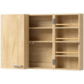 Armoire à pharmacie murale, armoire à médicaments avec double porte verrouillable 2 clés, 53x20x53cm, chêne-0