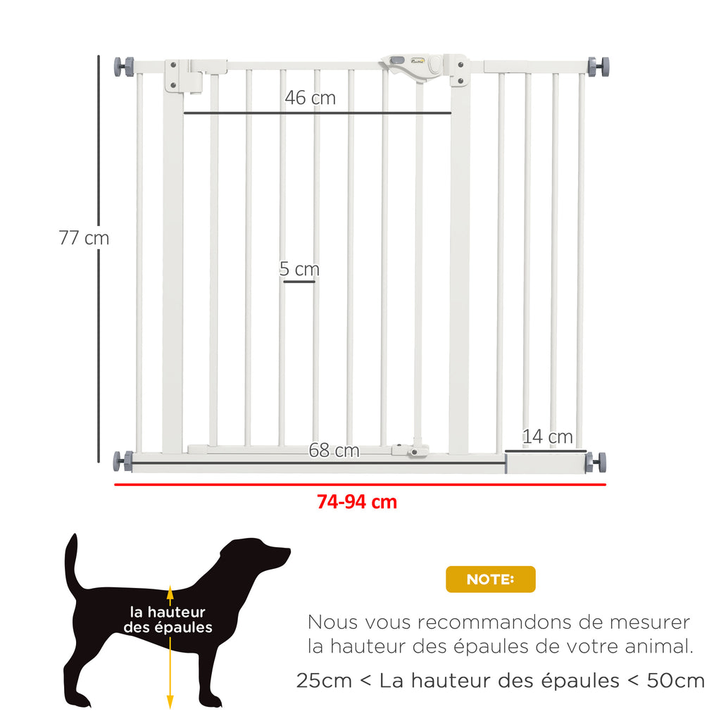 Barrière de sécurité animaux porte fermeture automatique système de double verrouillage sans perçage 1 extension blanc-2