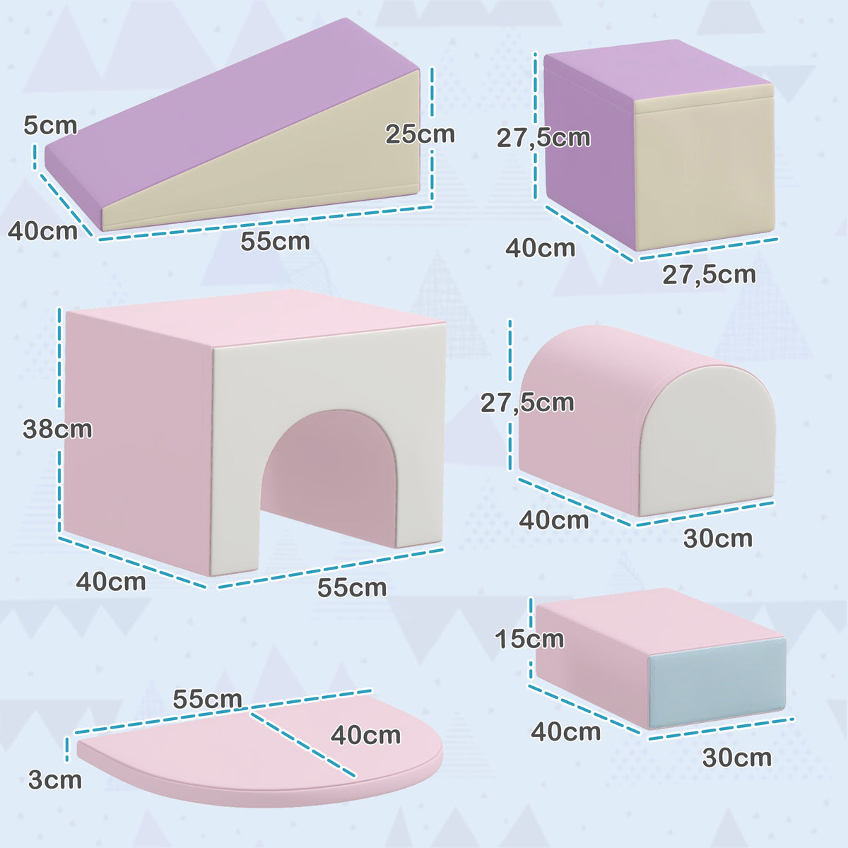 7PCS Module motricité bébé parcours motricité bébé en mousse EPE pour enfants d'âge préscolaire, multicolore-2