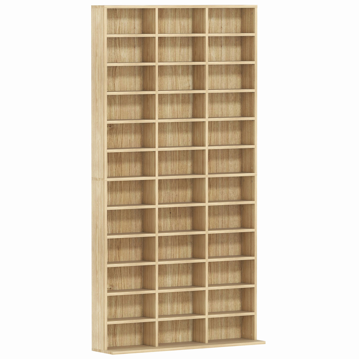 Rangements pour CD et DVD, étagère rangement 1116 CD/528 DVD, 36 compartiments et étagères réglables, chêne-0
