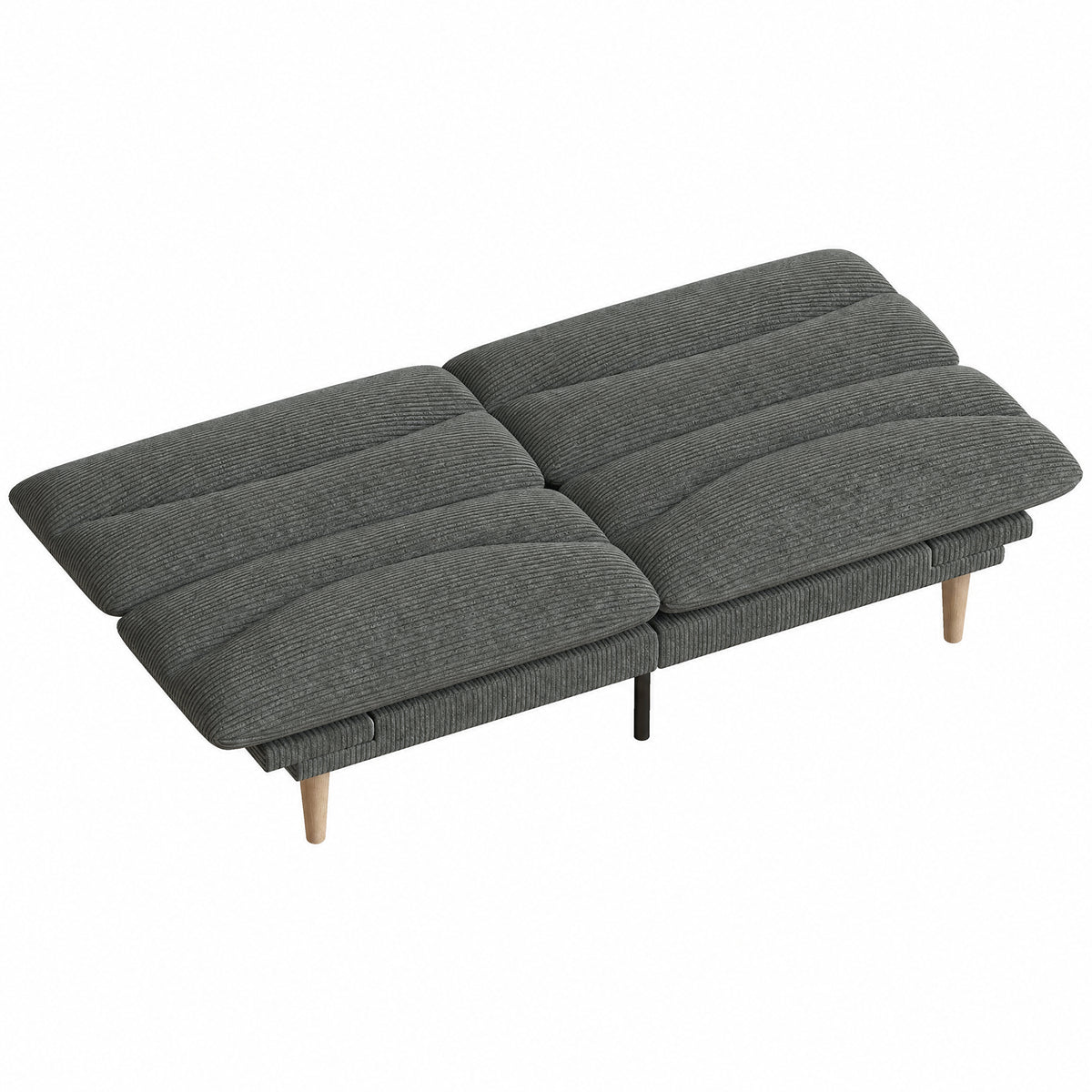 Canapé Convertible 2 Places 3 en 1, Canapé-Lit Clic Clac en Velours Côtelé 193 cm, Dossier et Accoudoirs Réglables, Gris-0