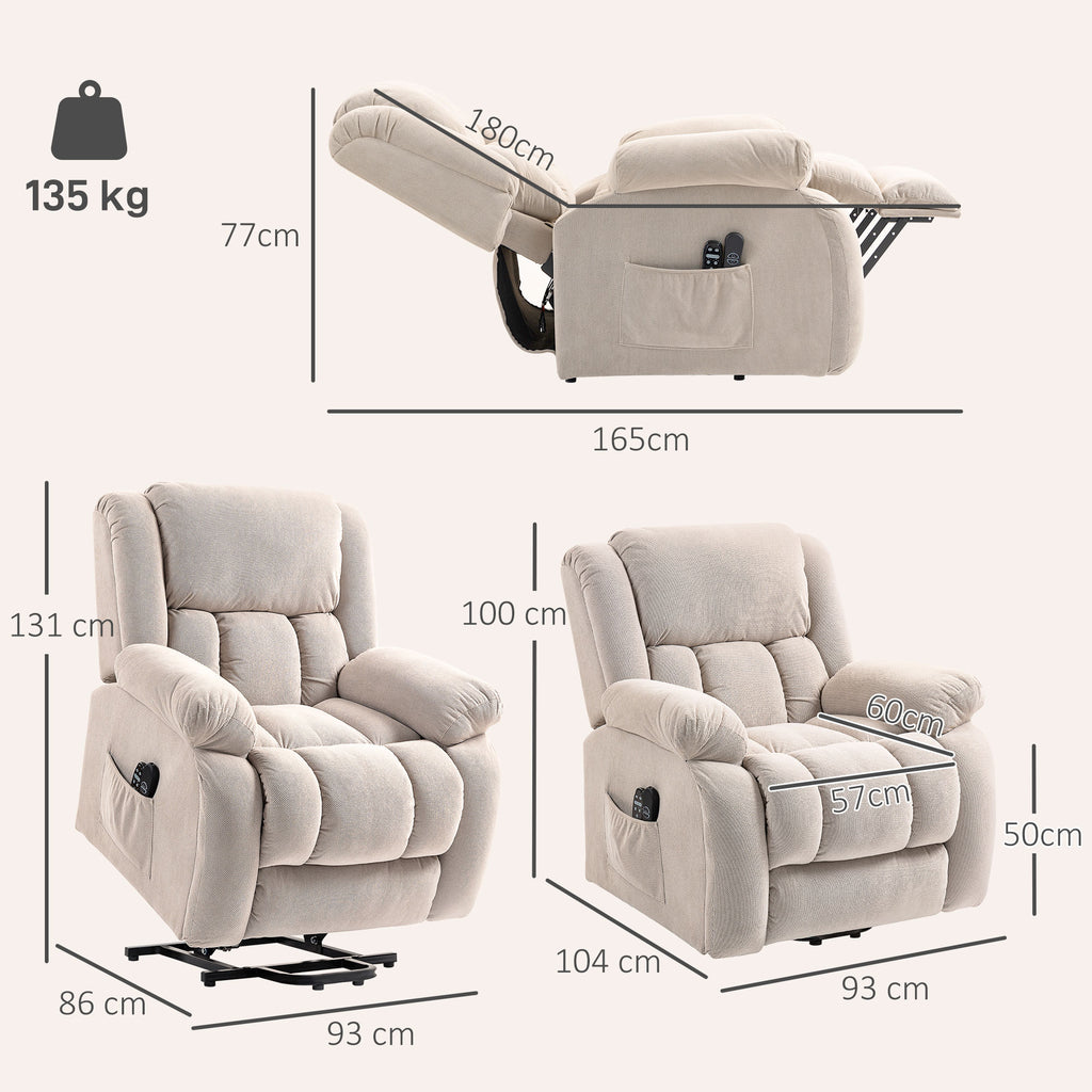 Fauteuil releveur électrique massage et chauffage avec repose-pied, dossier inclinable, télécommande et poche latérale-2