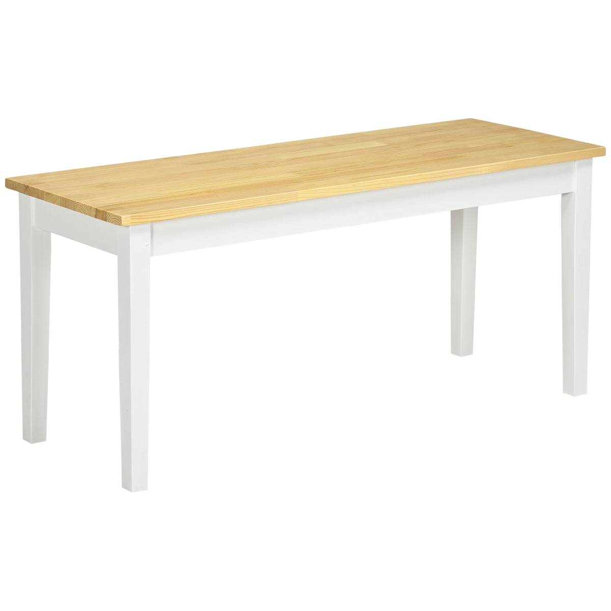Banc en bois pour 2 personnes bicolore assise naturelle et piètement blanc 102 x 36 x 45 cm-0